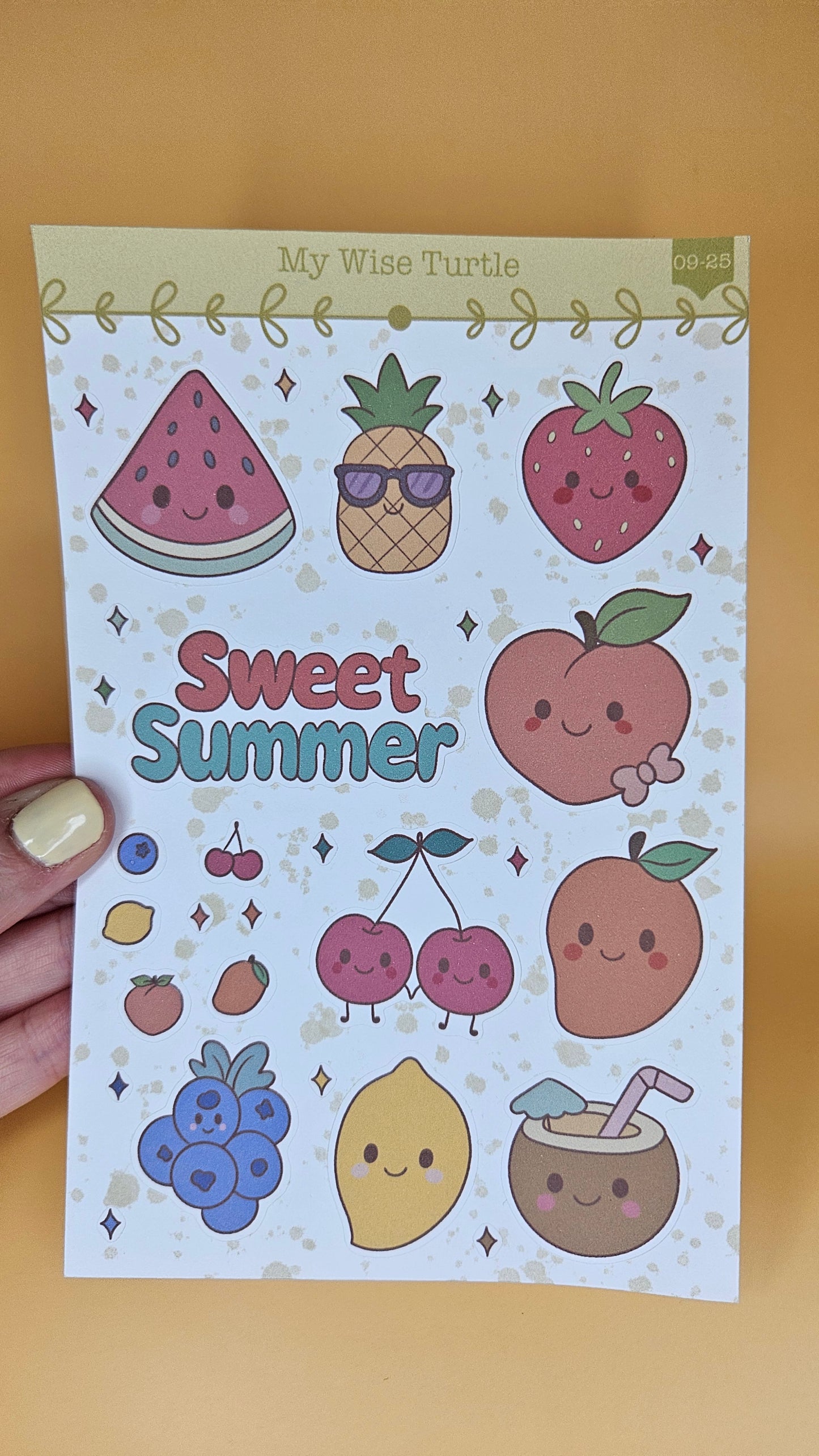 Sweet Summer Fruit Sticker Sheet - My Wise Turtle