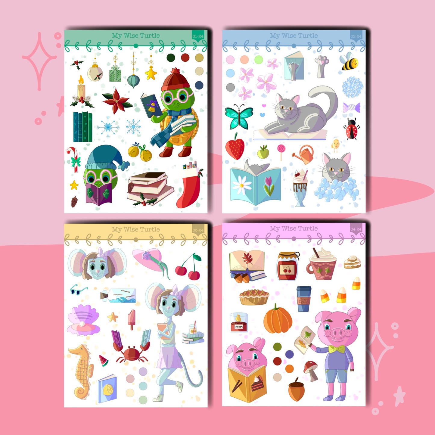 Seasons Sticker Sheets Bundle - My Wise Turtle