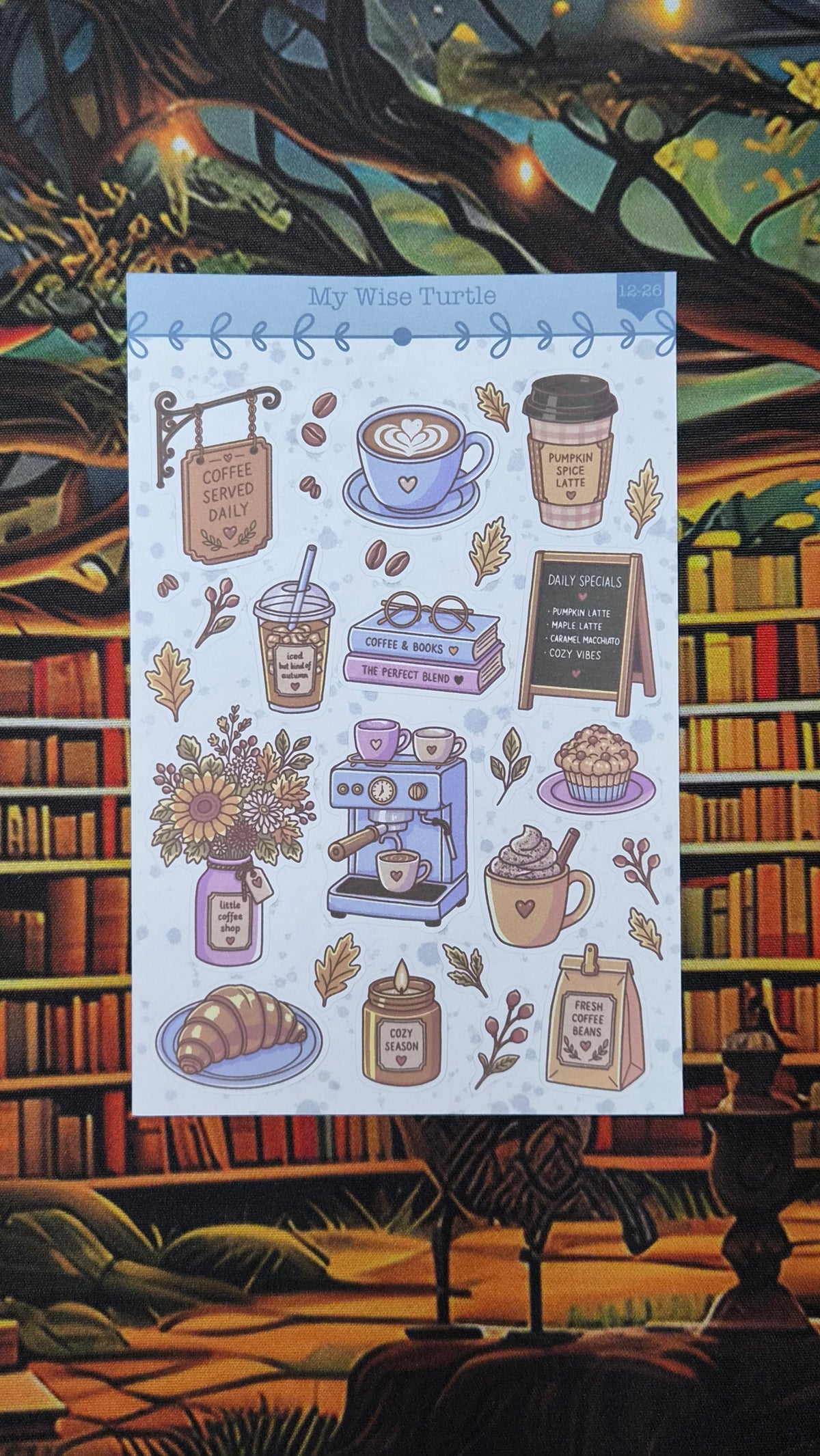 Cozy Cafe Days Sticker Sheet - My Wise Turtle
