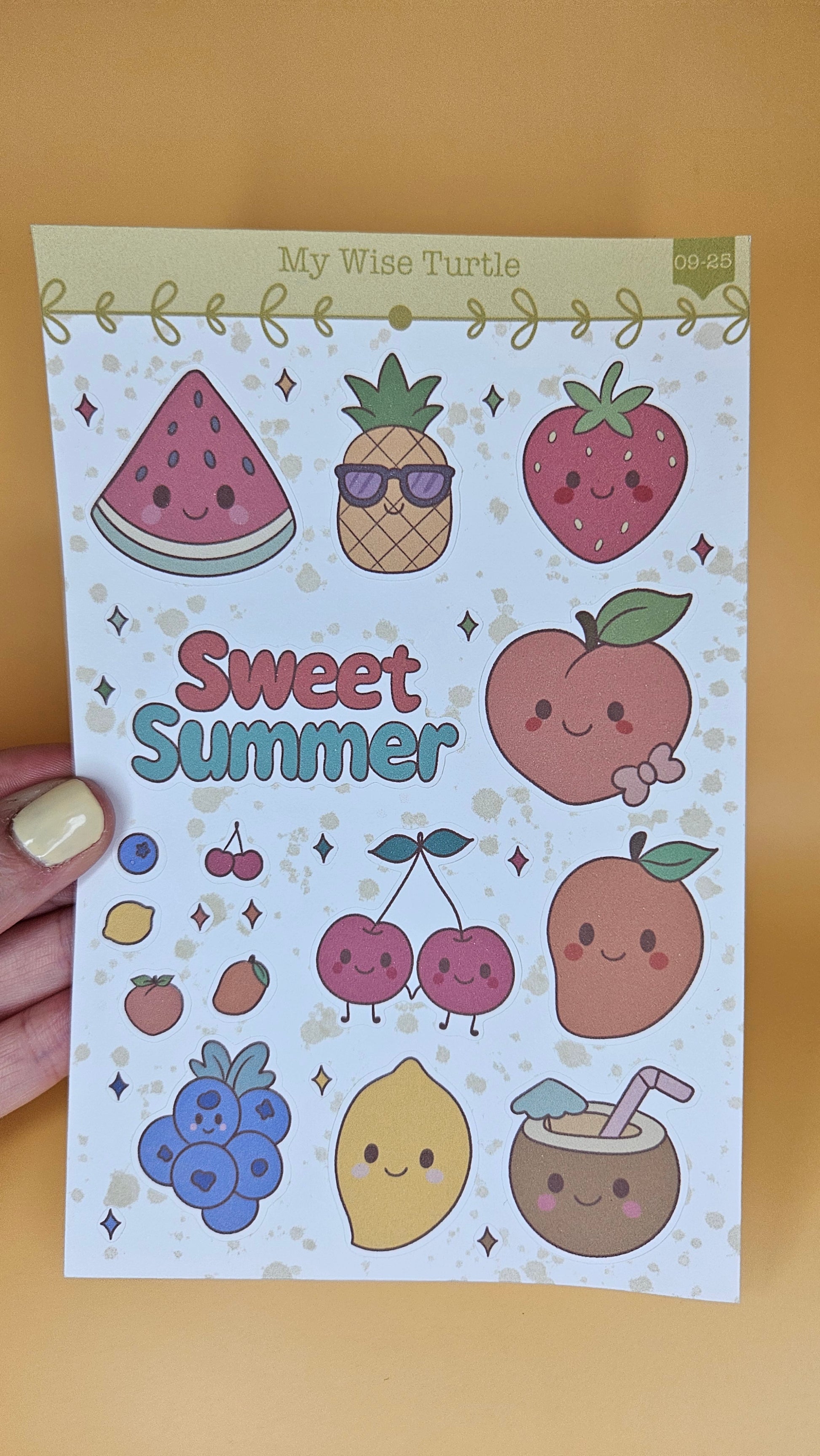Sweet Summer Fruit Sticker Sheet - My Wise Turtle 