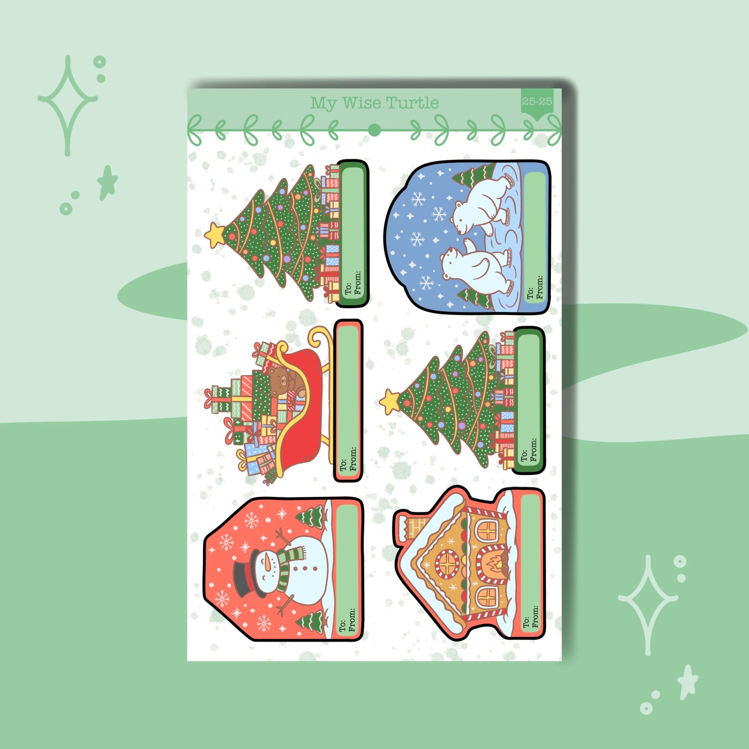 Christmas Gift Labels - My Wise Turtle 