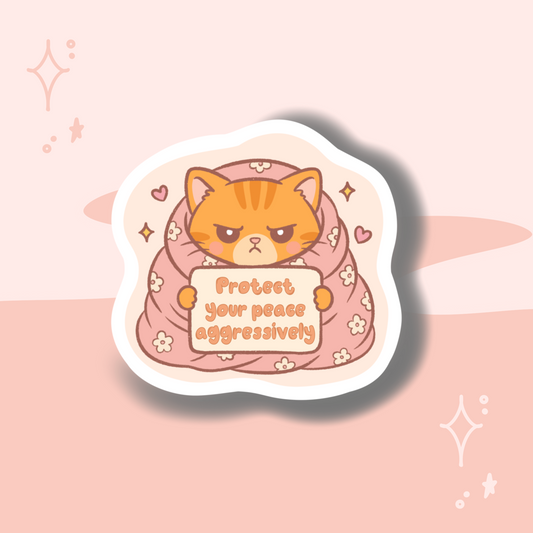 Fierce Peace Orange Cat Vinyl Sticker - My Wise Turtle 
