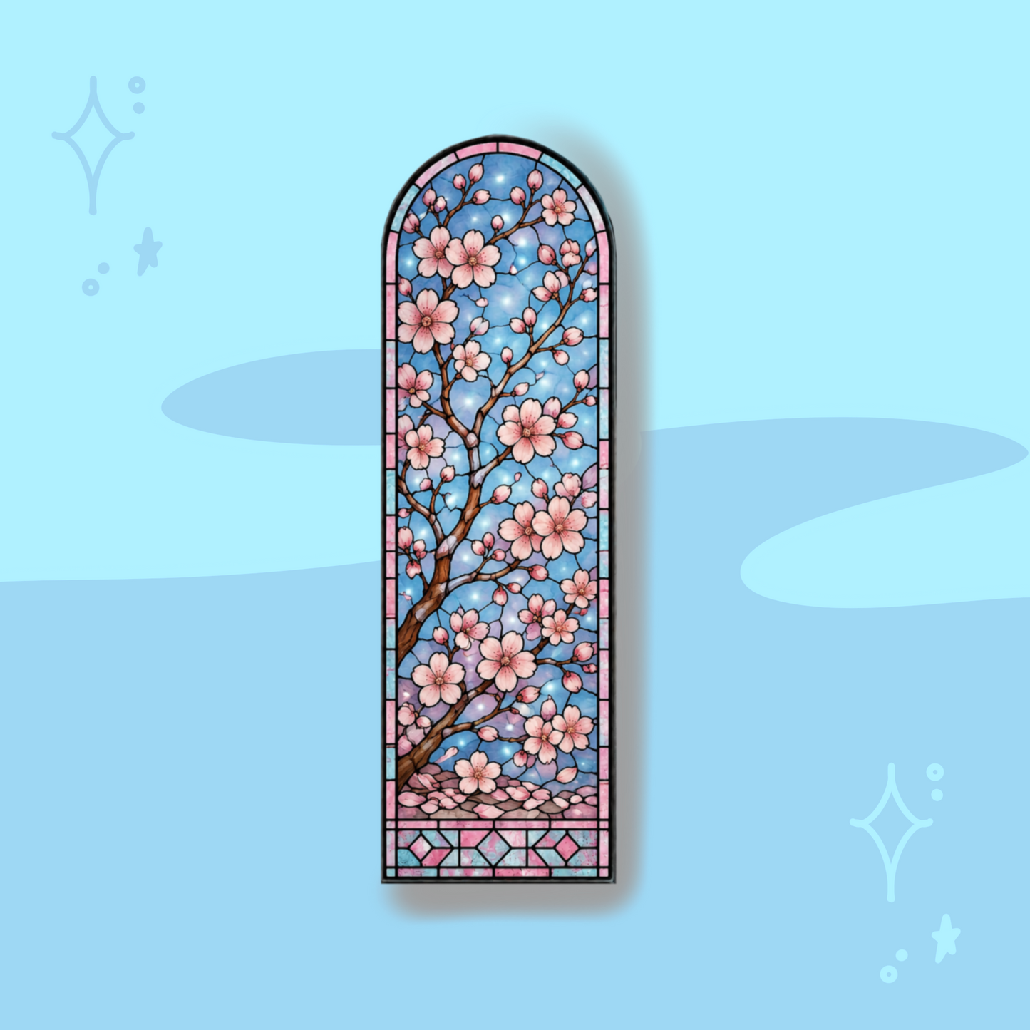 Cherry Blossom Sky Stained Glass Bookmark