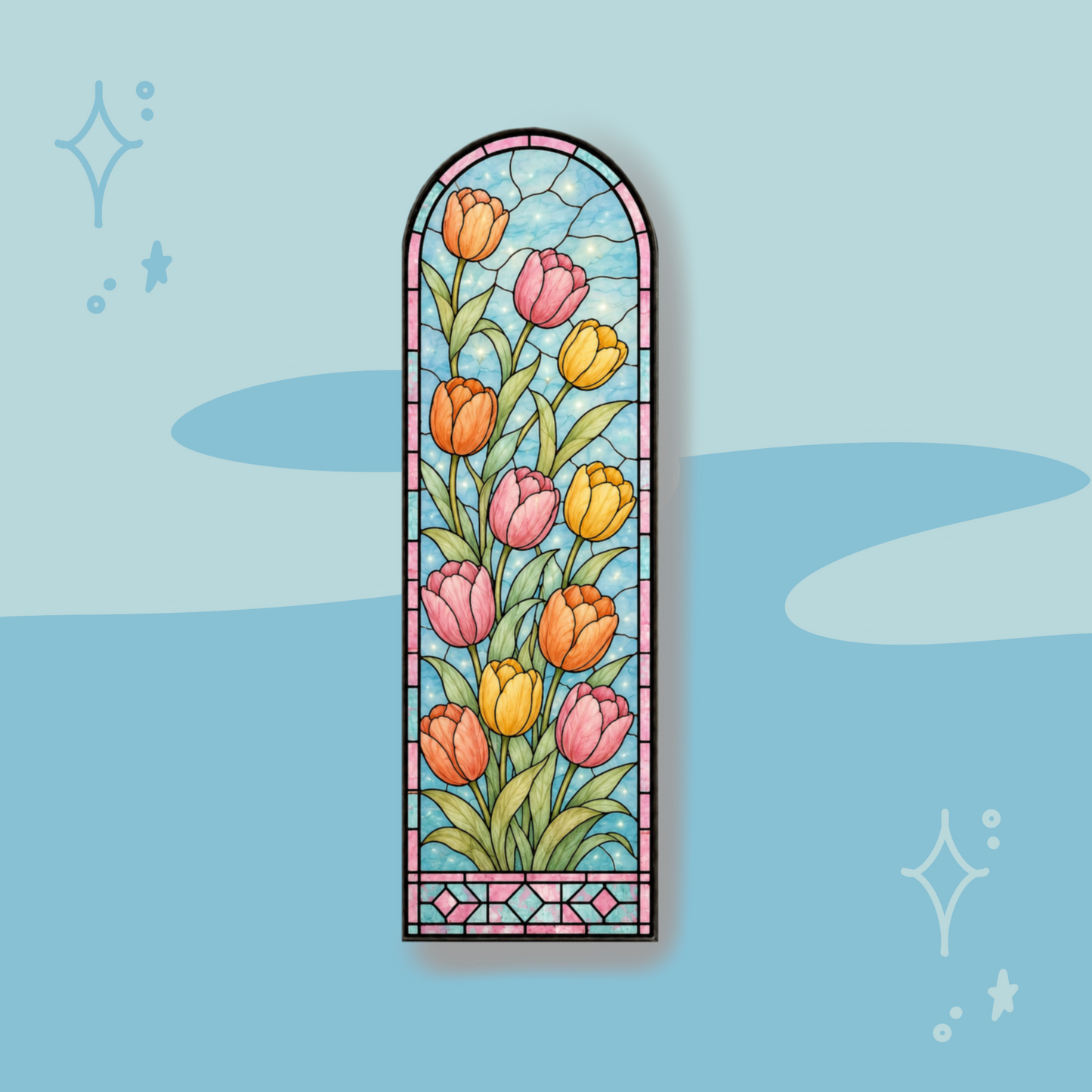 Pastel Petals Tulip Stained Glass Bookmark