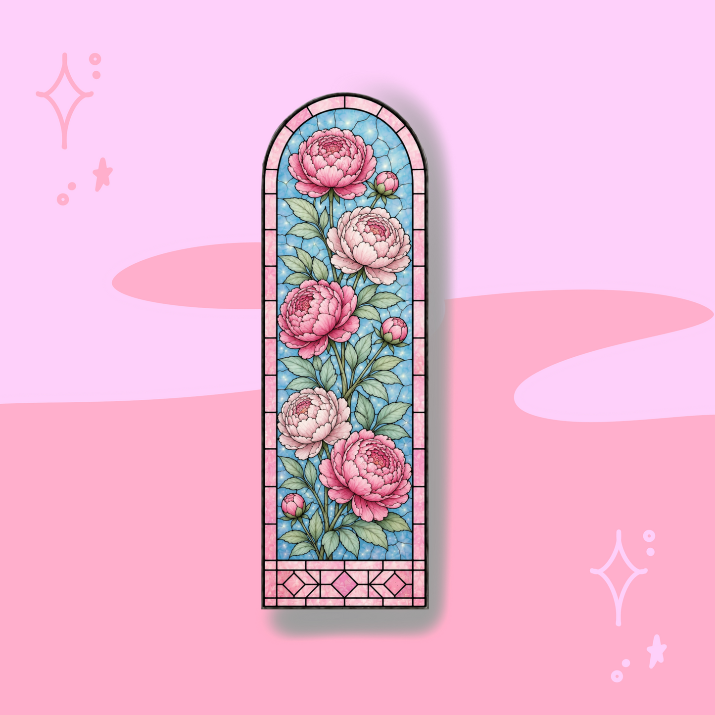 Blooming Peony Stained Glass Bookmark