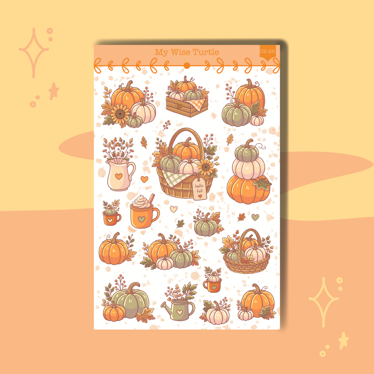 Perfectly Pumpkin Sticker Sheet - My Wise Turtle 