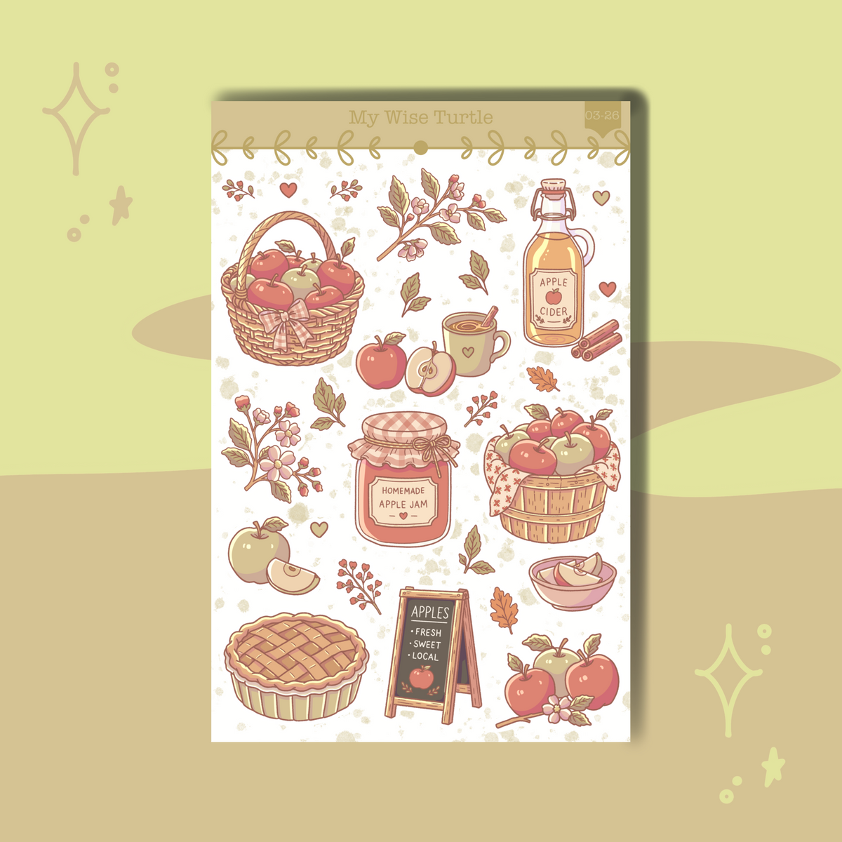 Apple Harvest Sticker Sheet - My Wise Turtle 