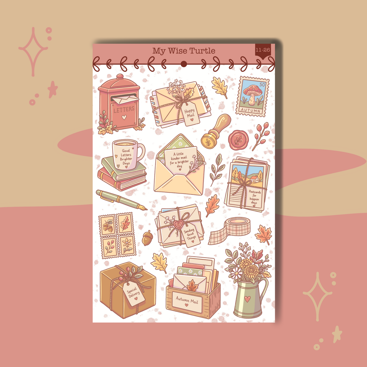 Autumn Mail Sticker Sheet - My Wise Turtle 
