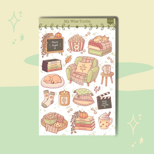 Movie Nights Sticker Sheet - My Wise Turtle 
