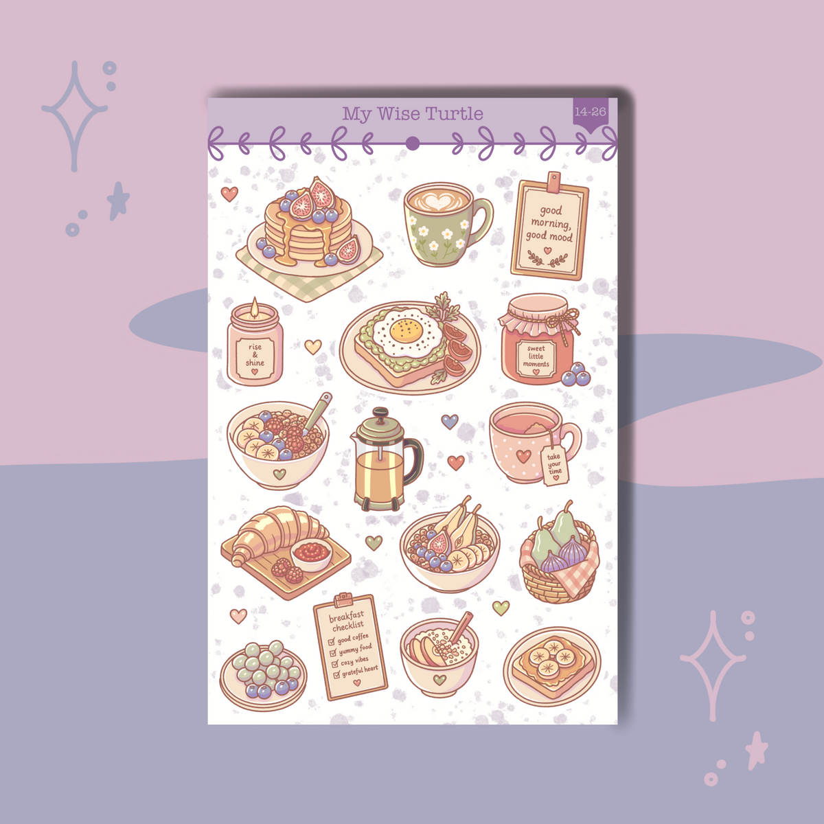 Breakfast Bliss Sticker Sheet - My Wise Turtle 