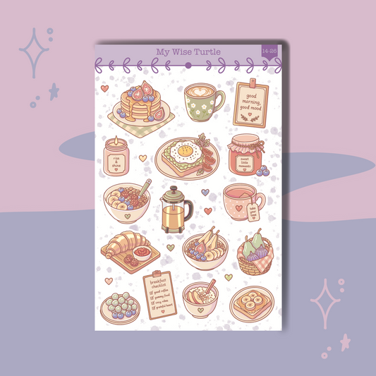 Breakfast Bliss Sticker Sheet - My Wise Turtle 