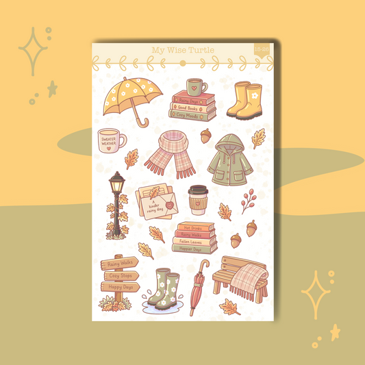 Rainy Days Sticker Sheet - My Wise Turtle 