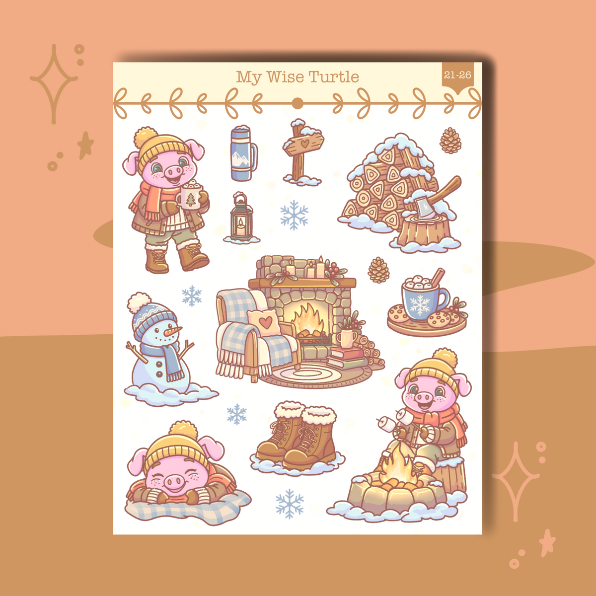 Fireside Days Sticker Sheet - My Wise Turtle 