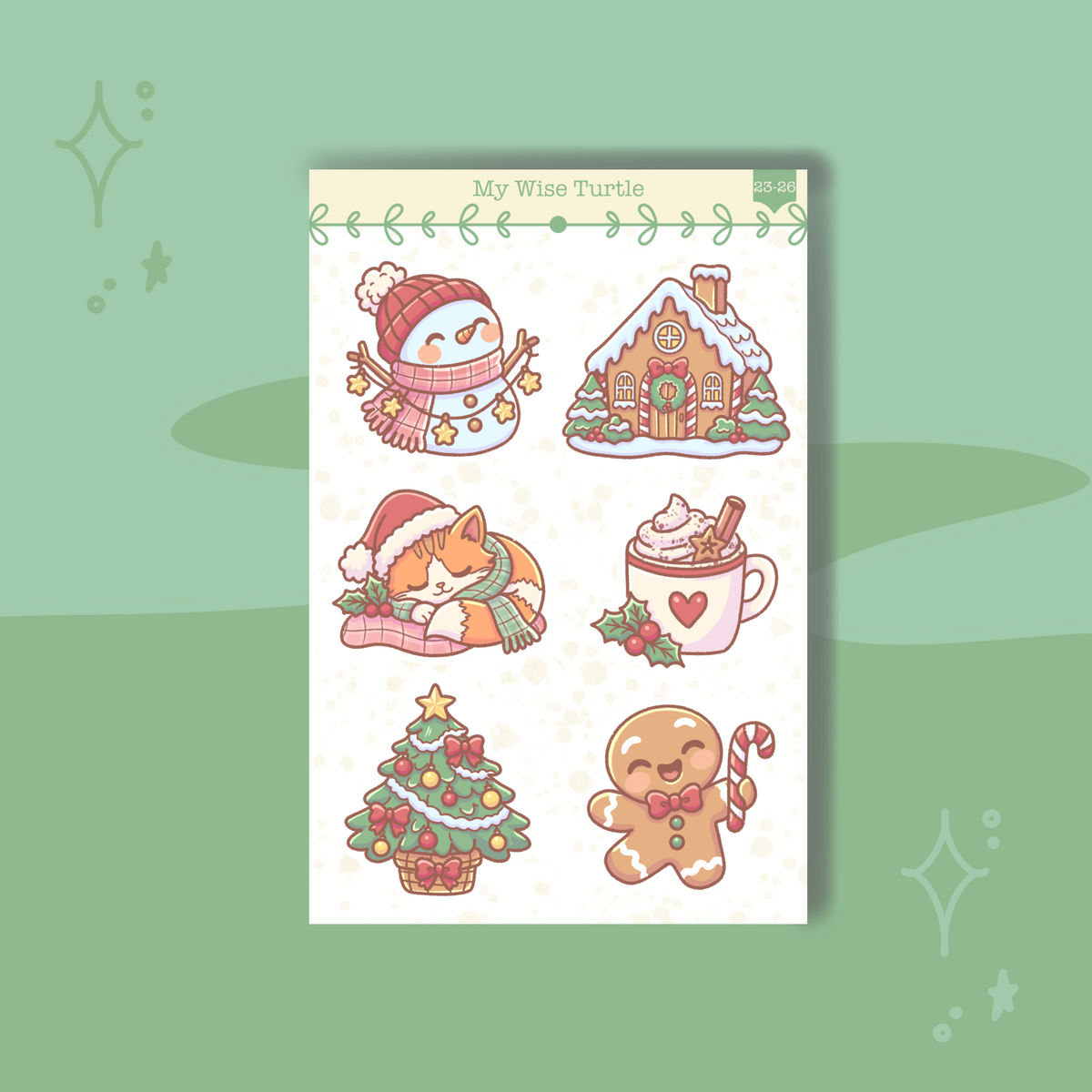Christmas Cheer Mini Sticker Sheet - My Wise Turtle 