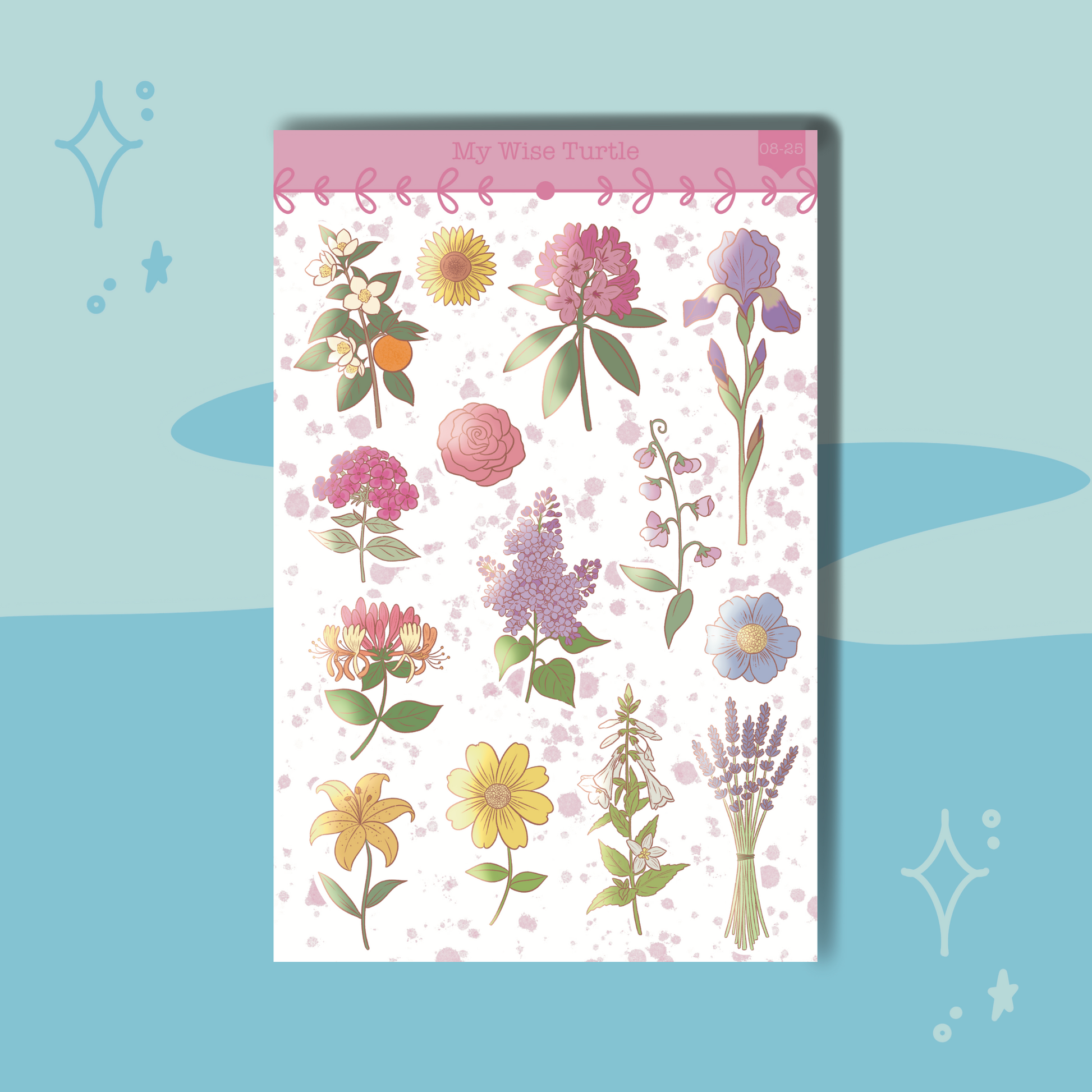 Floral Sticker Sheet - My Wise Turtle 
