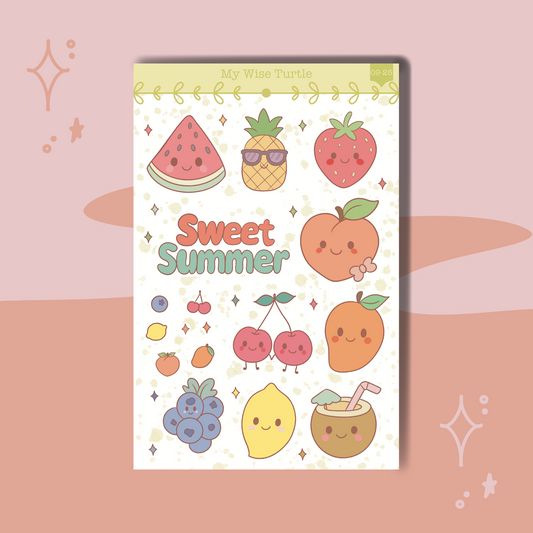 Sweet Summer Fruit Sticker Sheet - My Wise Turtle 