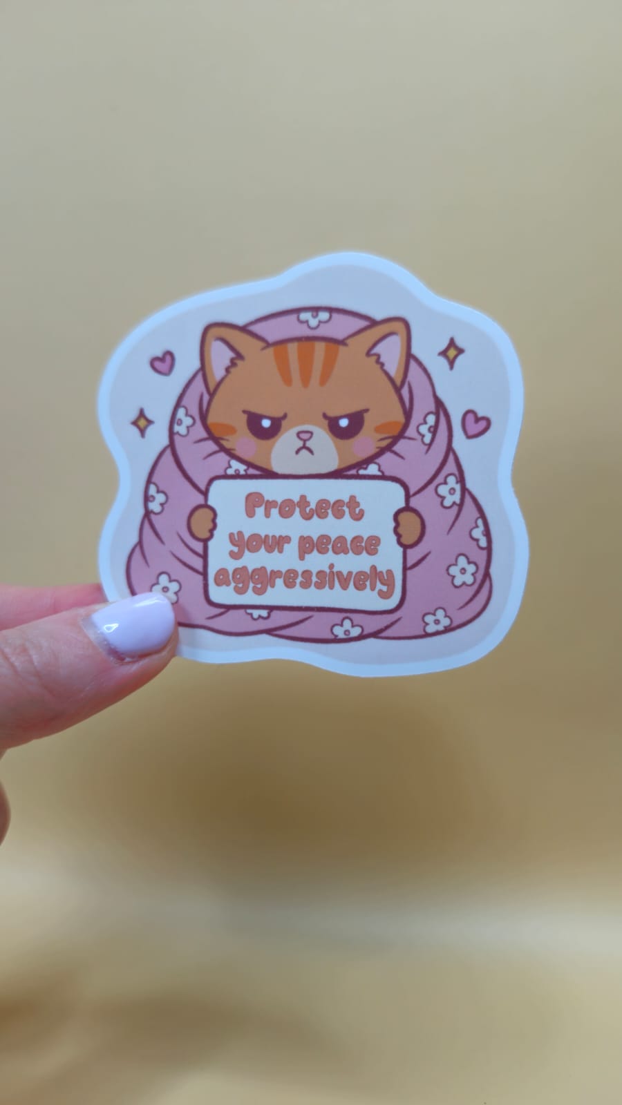 Fierce Peace Orange Cat Vinyl Sticker