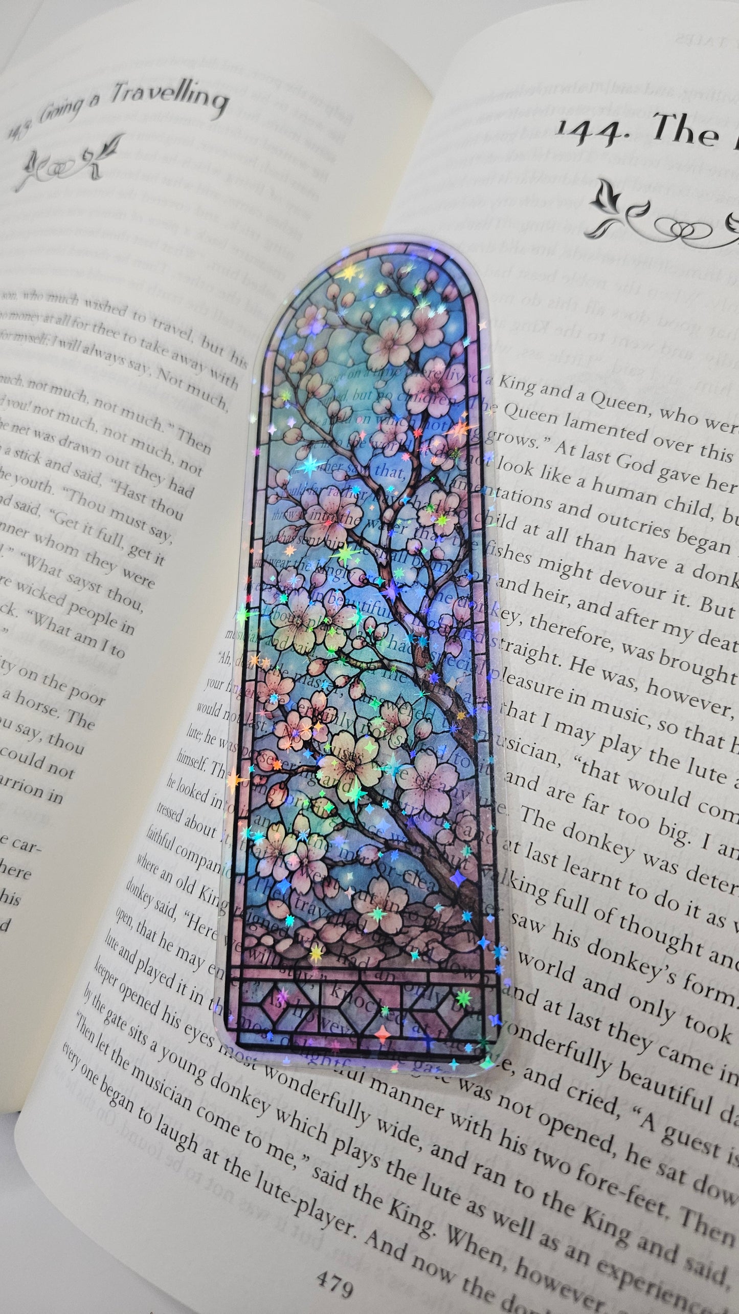 Cherry Blossom Sky Stained Glass Bookmark