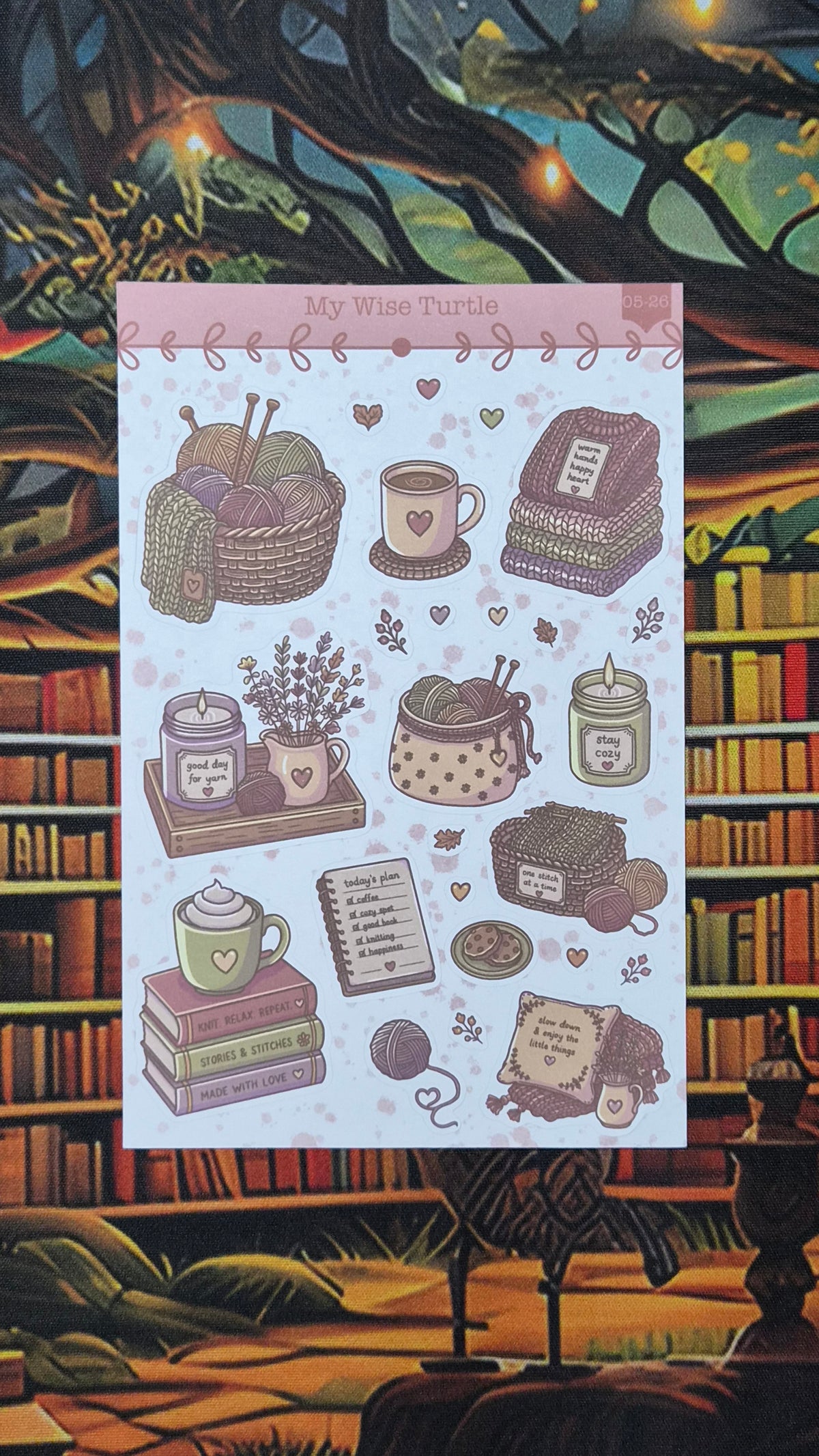 Cozy Stitches Sticker Sheet - My Wise Turtle 