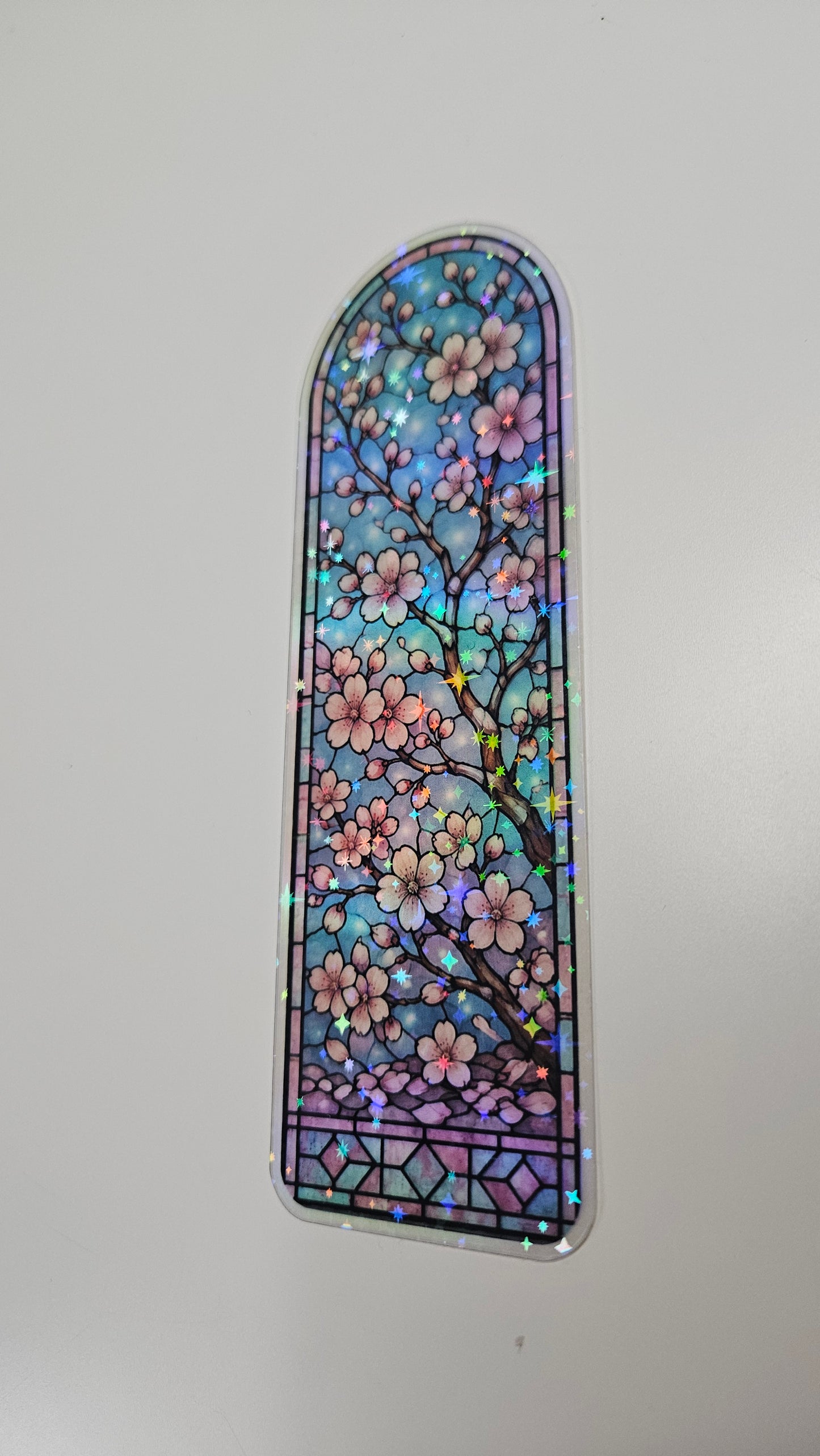 Cherry Blossom Sky Stained Glass Bookmark