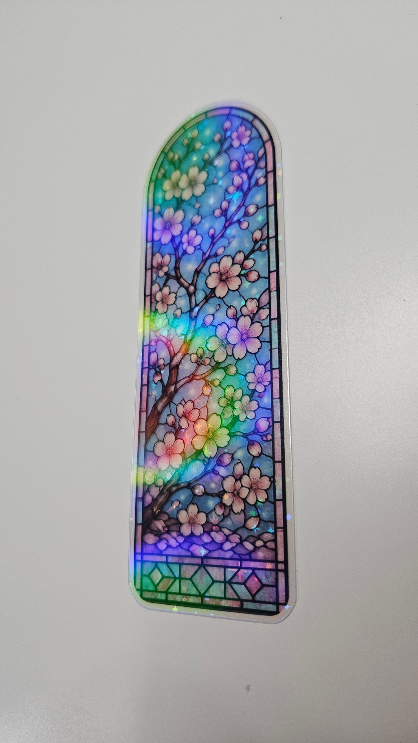 Cherry Blossom Sky Stained Glass Bookmark