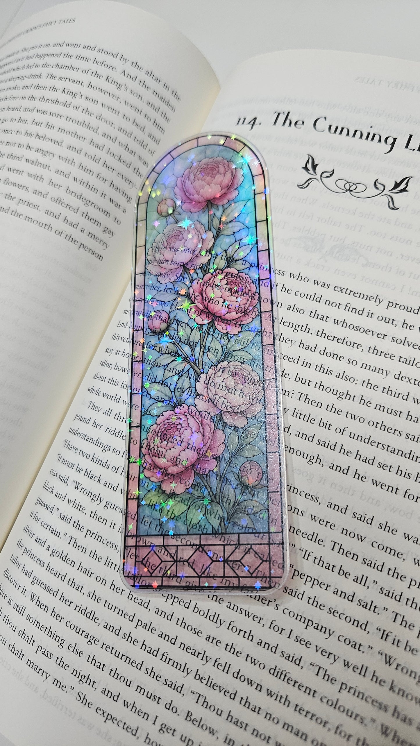 Blooming Peony Stained Glass Bookmark