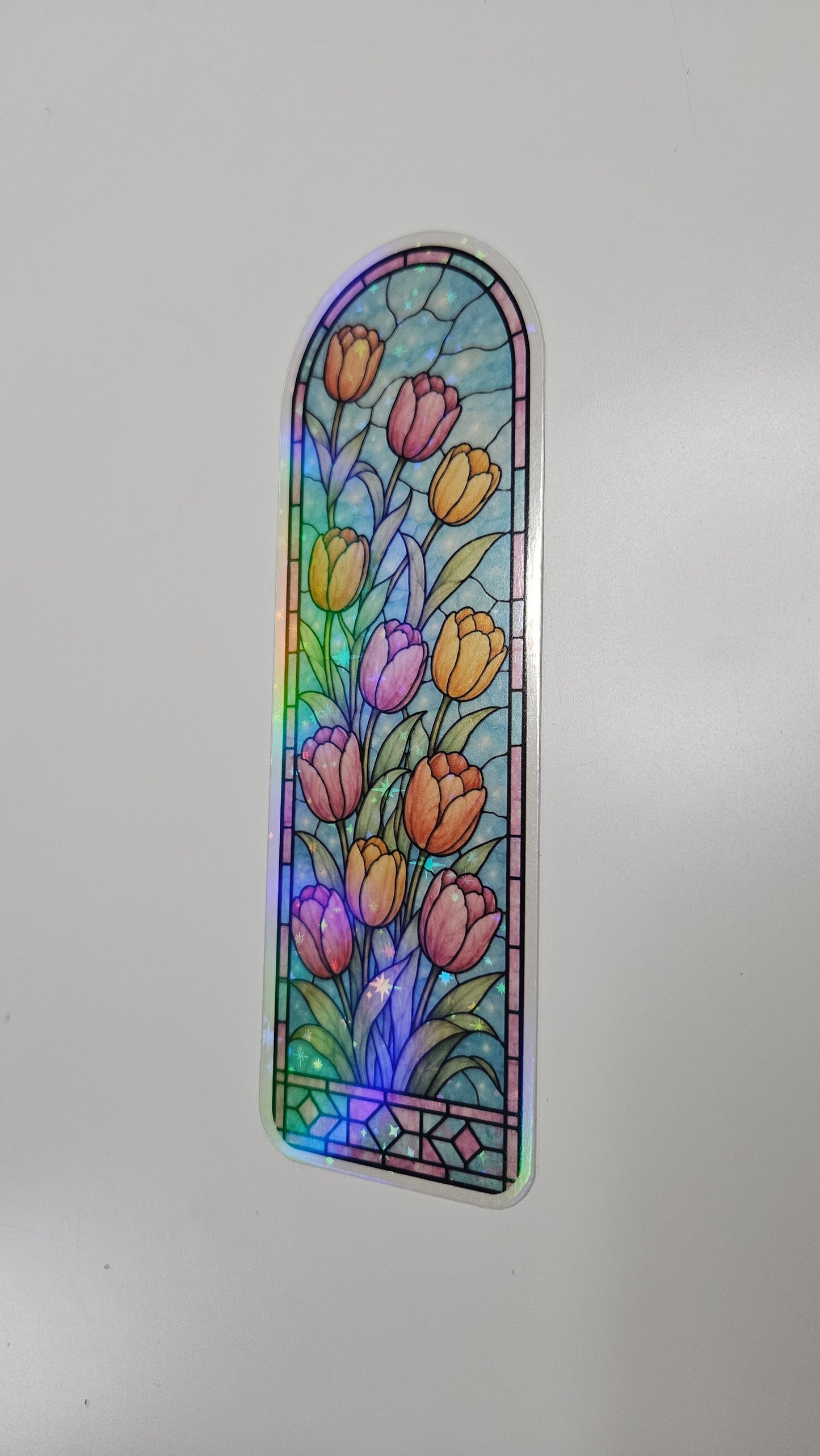 Pastel Petals Tulip Stained Glass Bookmark
